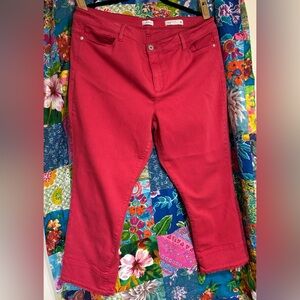J. Jill Authentic Fit Cropped PINK Jeans with Raw Hem PLUS SIZE 18